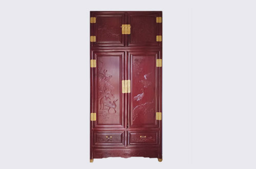 丹东高端中式家居装修深红色纯实木衣柜