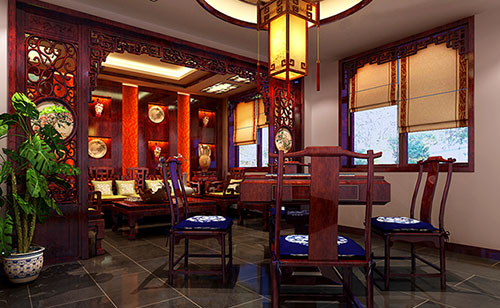 丹东古典中式风格茶楼包间设计装修效果图