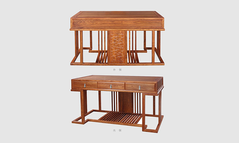 丹东 别墅中式家居书房装修实木书桌效果图